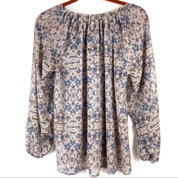 CAbi Siena Floral Sheer Boho Peasant Blouse 5028 - Picture 2 of 12